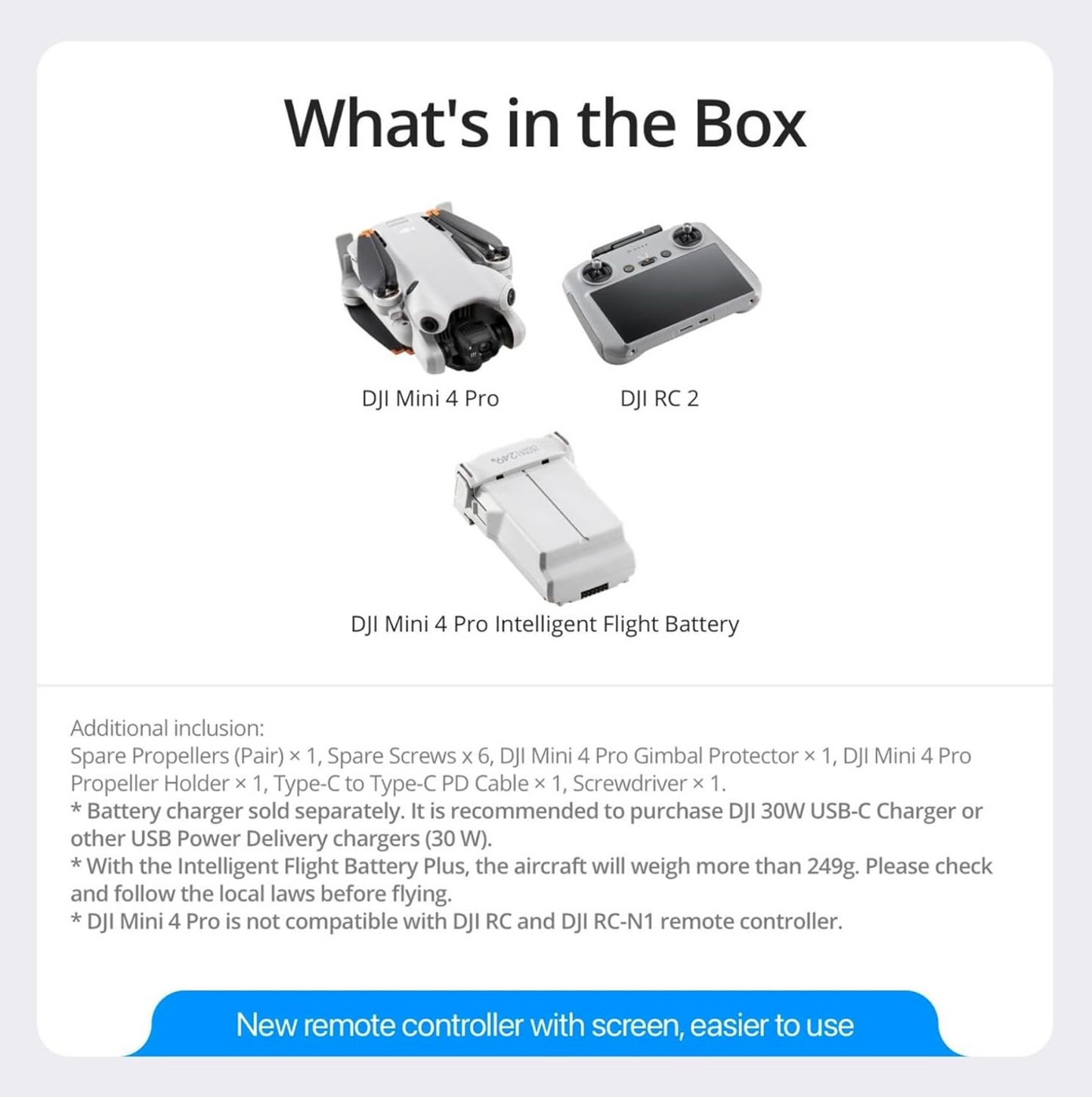 DJI Mini 4 Pro Fly More Combo Camera Drone (with RC 2 Remote)